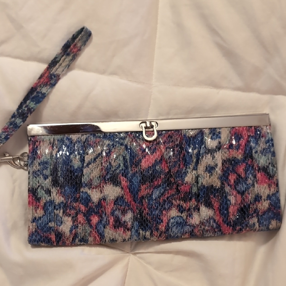 Floral Clutch with Wrist Strap